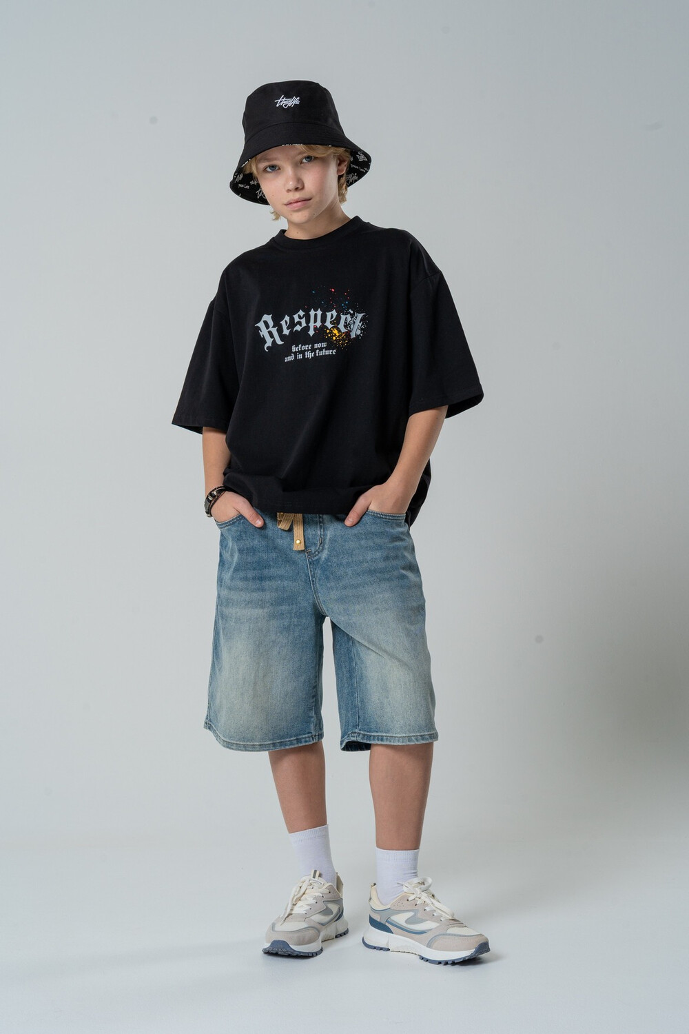 Шорты джинс на рез голубые для мальчика 140-170