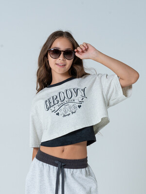 Футболка с топом серый для девочки 134-164 Fashion X&S XS261681